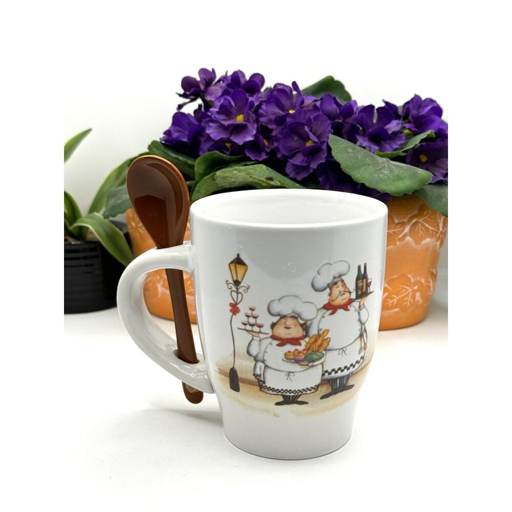 Trisa Ceramic Mug With Spoon & Chef Design